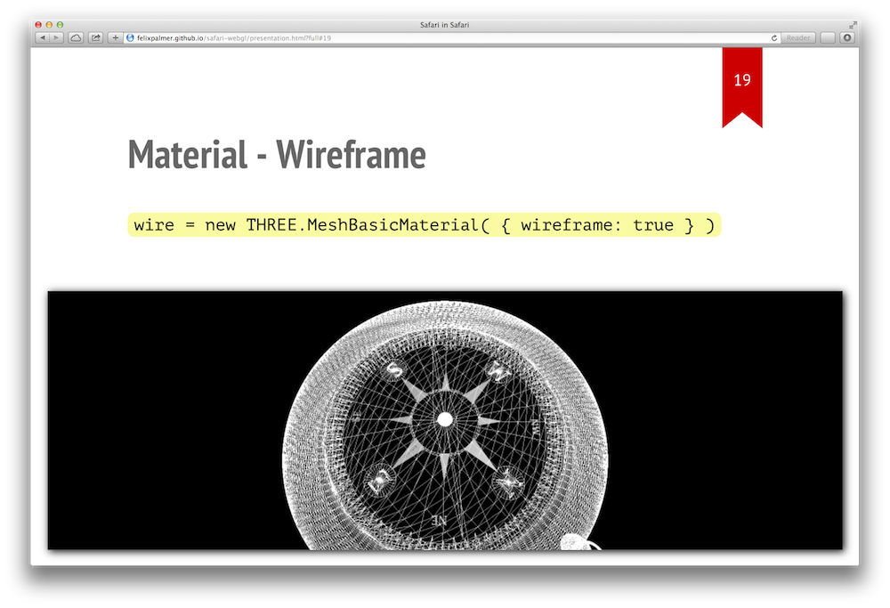 WebGL presentation wireframe
